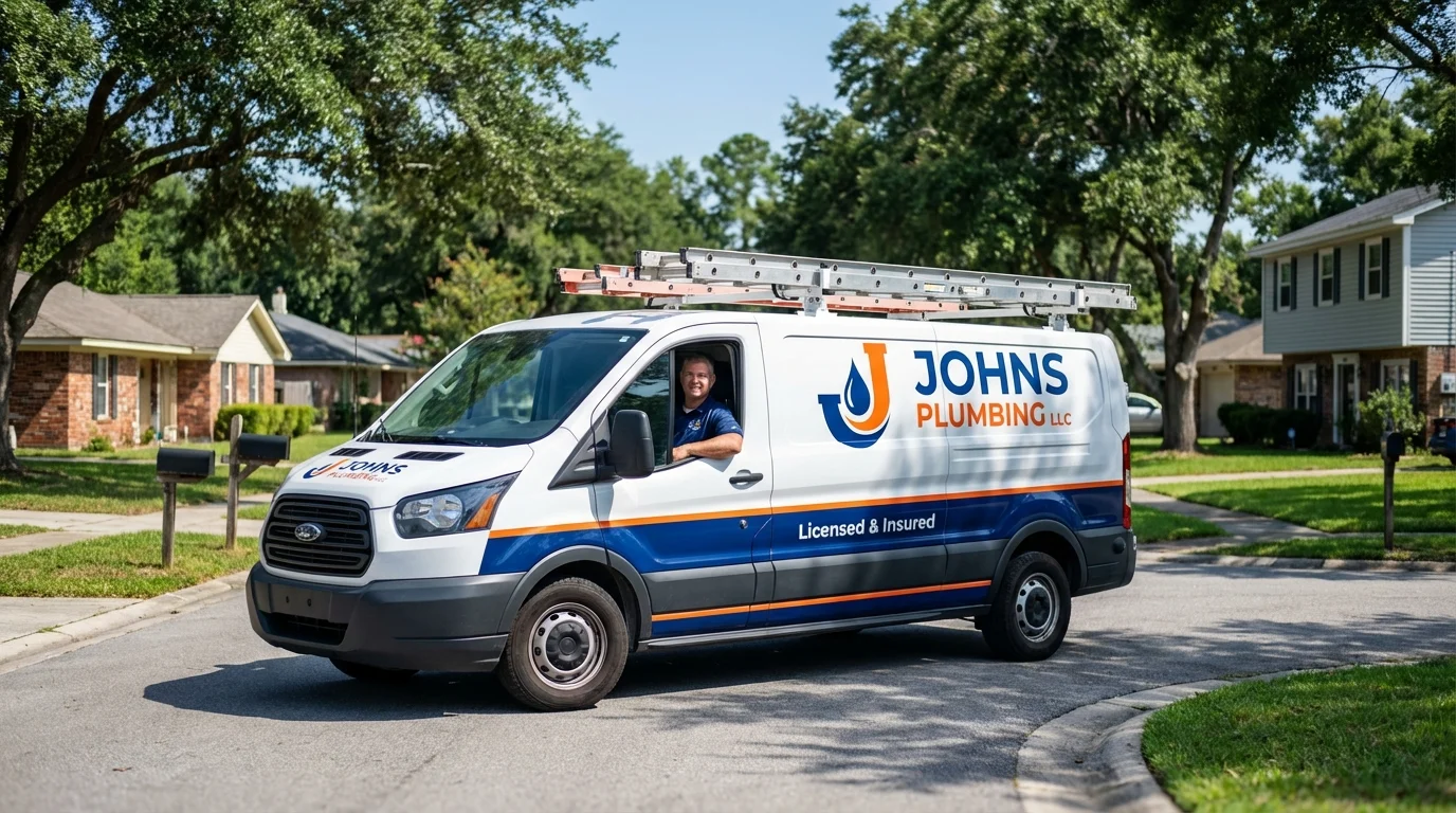 Johns Plumbing LLC service van in Pearl River, NY