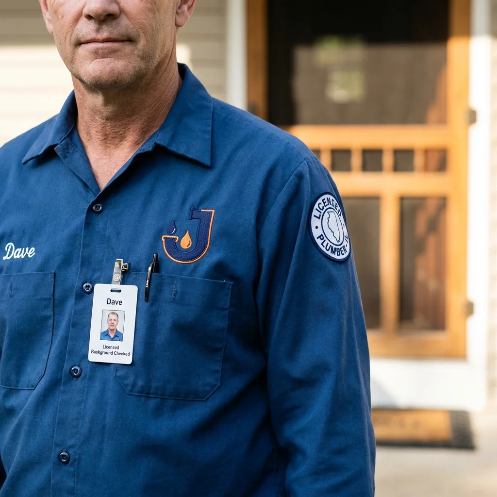 Licensed plumber showing ID badge in Pearl River, NY