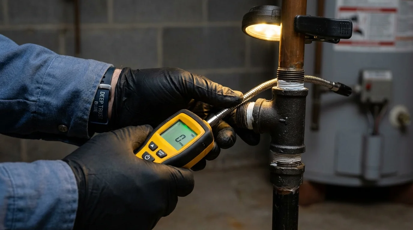 Gas leak detection with electronic sniffer by Johns Plumbing LLC in Pearl River