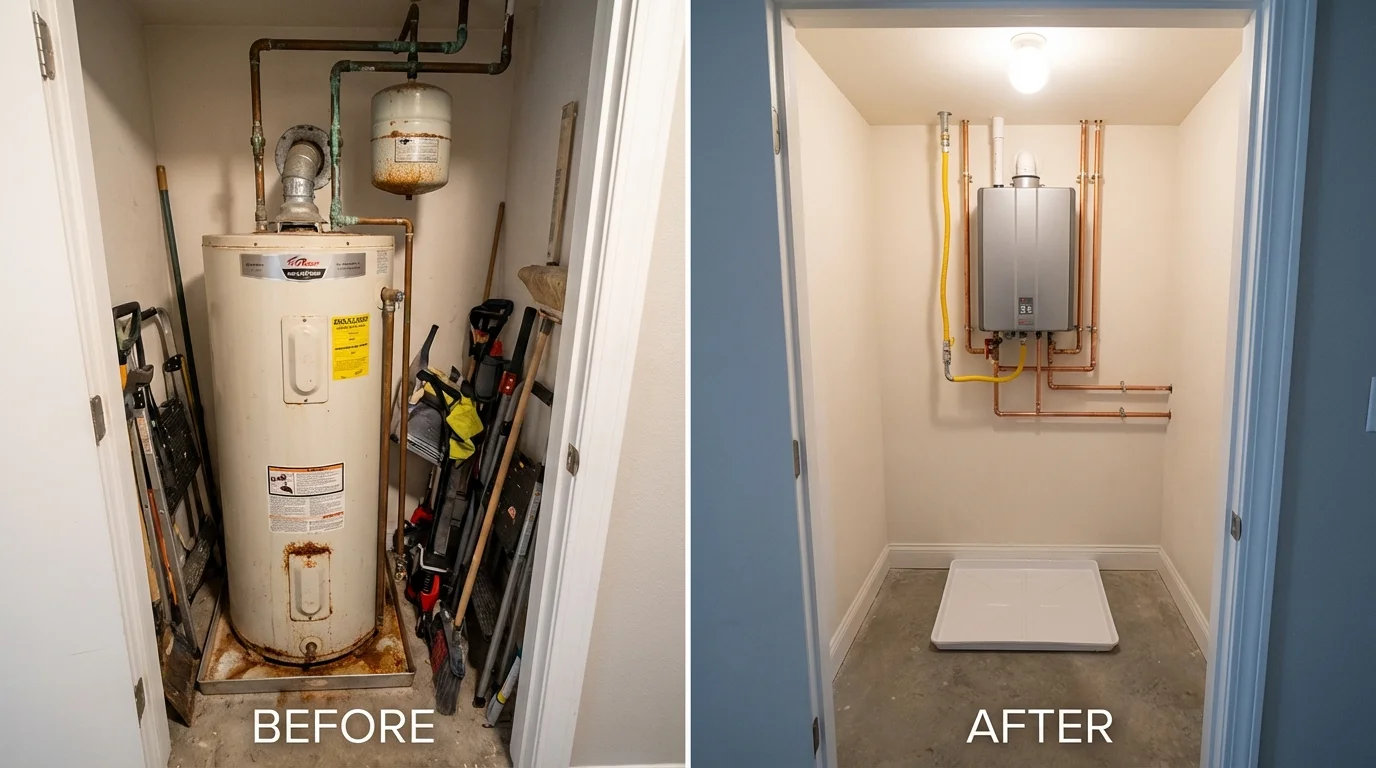 Tank water heater versus wall-mounted tankless unit comparison for Pearl River, NY homeowners